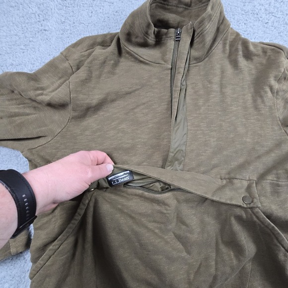 LL Bean Signature Pullover 1/2 Zip Mens Large Slim Fit Front Zip Pocket - Picture 8 of 10